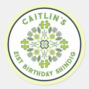 Shamrock Mandala 21st Birthday Party Classic Round Sticker