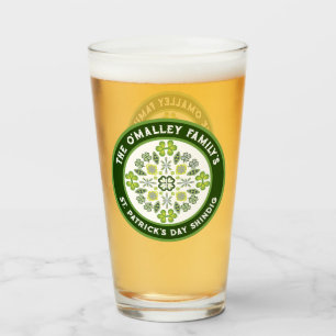 Shamrock Mandala St. Patrick's Day Family Party Glass
