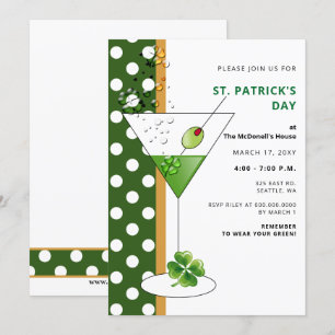 Shamrock martini St Patricks Day party Invitation