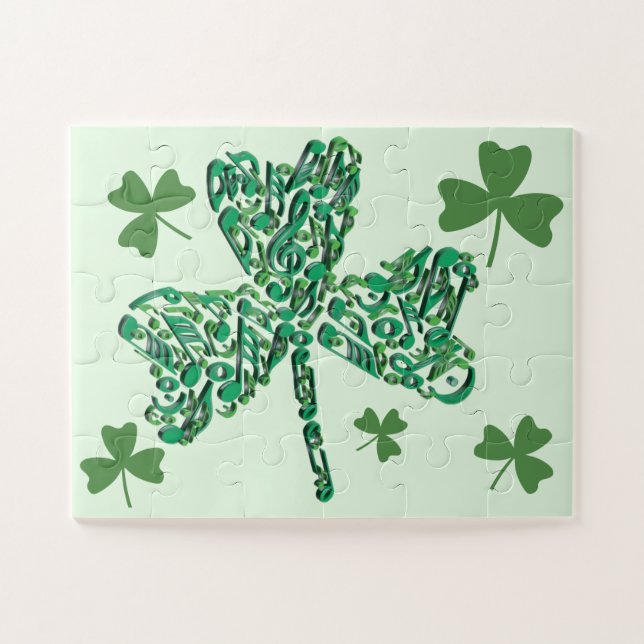 Shamrock Music Notes Jigsaw Puzzle (Horizontal)