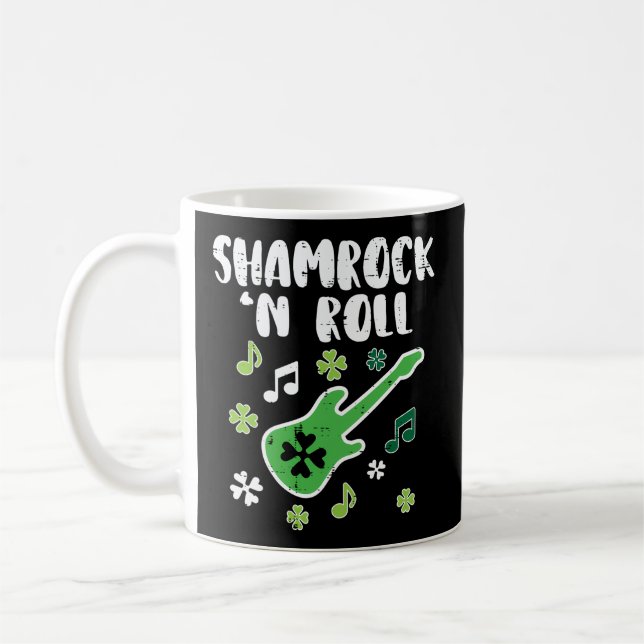 Shamrock N Roll Guitar St Patricks Day Guitarist M Coffee Mug (Left)