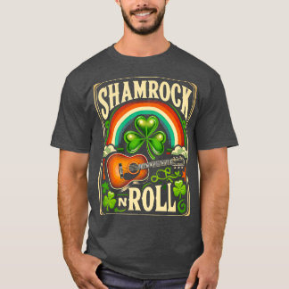 Shamrock n Roll Guitar St Patricks Day Men Women K T-Shirt
