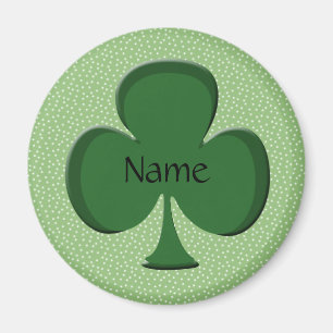 Shamrock Name Round Magnet Template - Irish Green