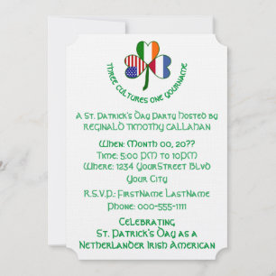 Shamrock Netherlands Ireland USA Personalise Text Invitation