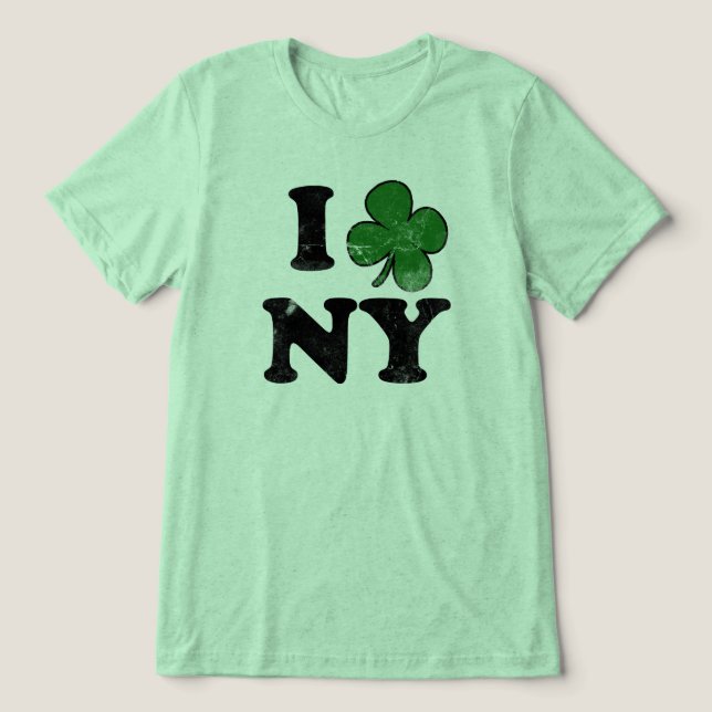 Shamrock NY, Funny St. Patricks Day T-Shirt Tri-Blend Shirt (Design Front)