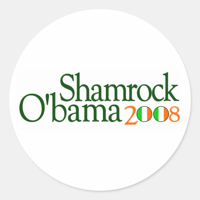 Shamrock Obama 2008 Classic Round Sticker (Front)