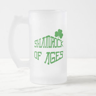 Shamrock of Ages Frosted Glass Beer Mug