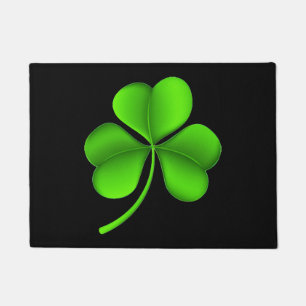 Shamrock on Black dmcn Doormat