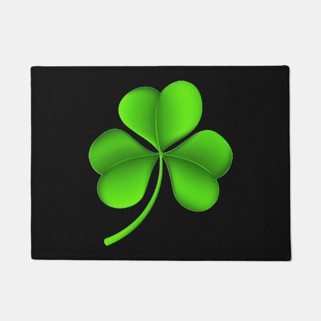 Shamrock on Black dmcnt Doormat (Front)