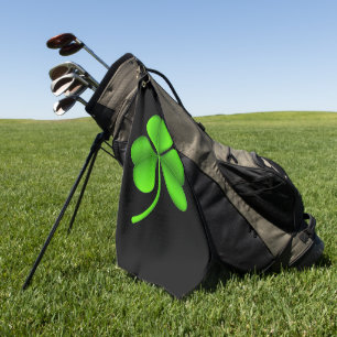 Shamrock On Black gtcnt Golf Towel