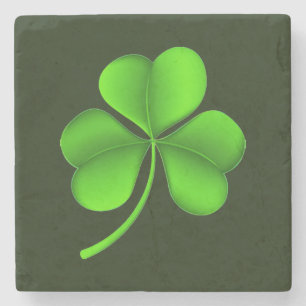 Shamrock On Dark Green coastercn Stone Coaster
