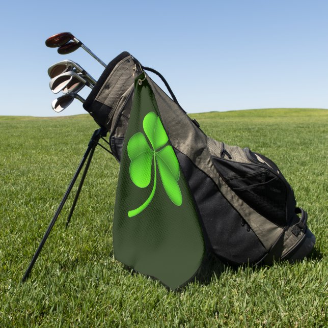 Shamrock On Dark Green gtcnt Golf Towel (Green)