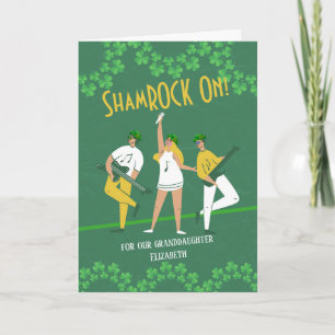 Shamrock On for Granddaughter St. Patrick's Band Card