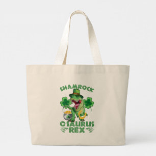 Shamrock O'saurus Rex St. Patrick's Day Large Tote Bag