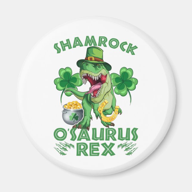 Shamrock O'saurus Rex | St. Patrick's Day Magnet (Front)