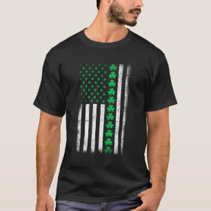 Shamrock Patriotic American Flag Irish St Patricks T-Shirt