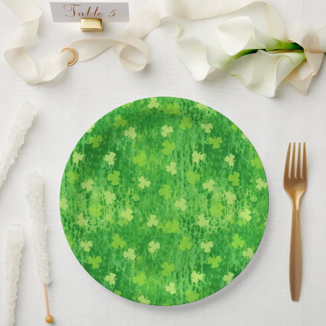 Shamrock Pattern - Irish Clover - Paper Plate (Wedding)