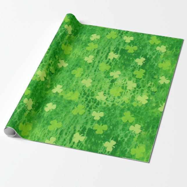 Shamrock Pattern - Irish Clover - Wrapping Paper (Unrolled)