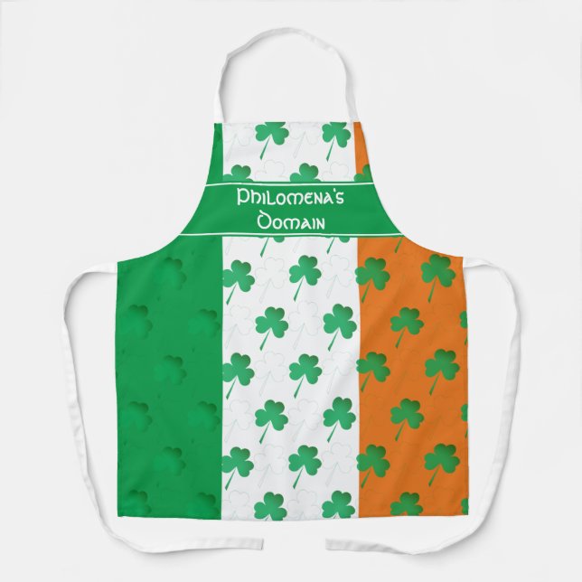 SHAMROCK pattern | Irish Flag Apron (Front)