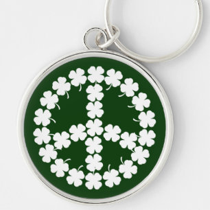 Shamrock Peace Symbol Key Ring