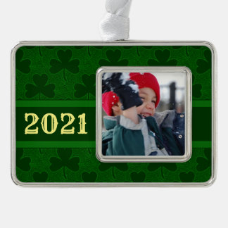 Shamrock Personalised Silver Plated Framed Ornament
