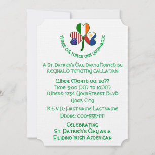 Shamrock Philippines Ireland USA Personalise Text Invitation