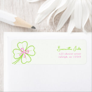  Shamrock Pink Green  Bridal Shower Return Address