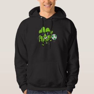 Shamrock Playing Soccer St Patricks Day Boys Kids Hoodie