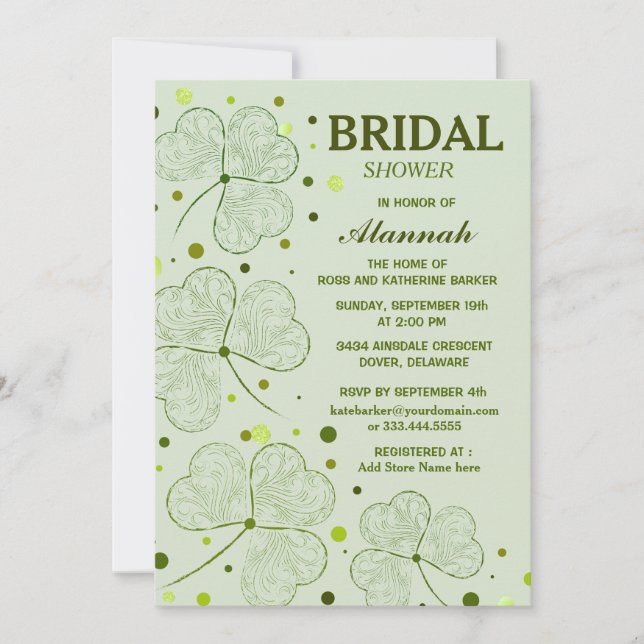 Shamrock Polka Dots Bridal Shower 2 Invitation (Front)