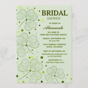 Shamrock Polka Dots Bridal Shower 2 Invitation
