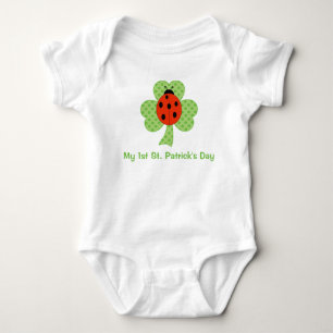 Shamrock Polka dots Ladybug   1st St. Patricks Day Baby Bodysuit