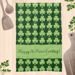 Shamrock Polka dots St. Patrick's Day Personalise Tea Towel