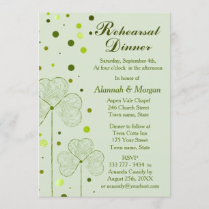 Shamrock Polka Dots Wedding Rehearsal Dinner 2 Invitation