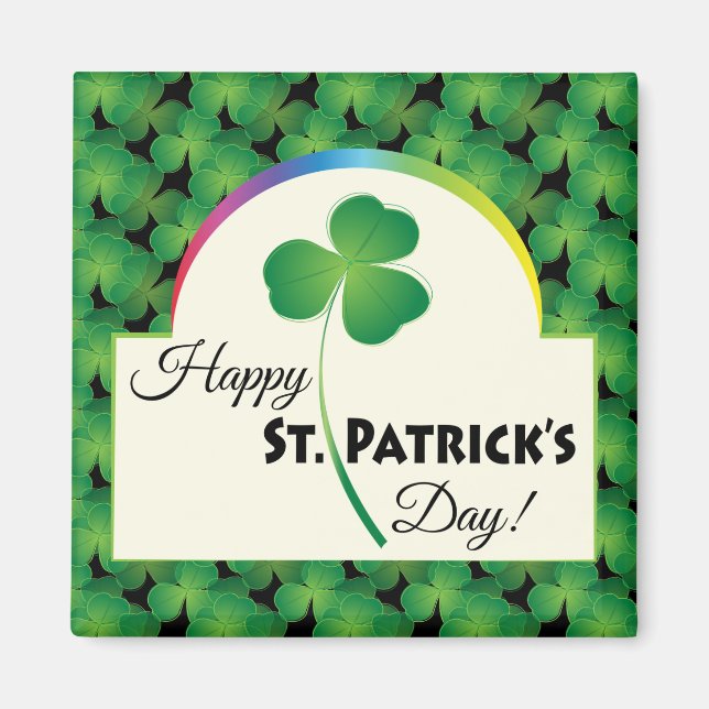 Shamrock Rainbow Happy St. Patrick's Day Magnet (Front)