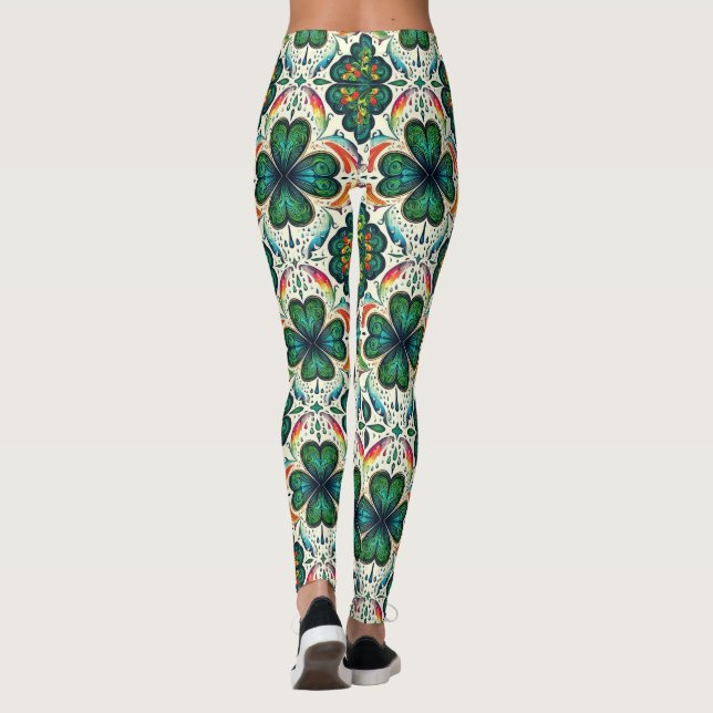 Shamrock Rainbows. St. Patty's Day Leggings (Back)