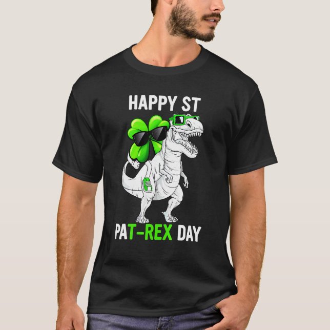 Shamrock Riding Dinosaur T Rex St Patricks Day Tod T-Shirt (Front)