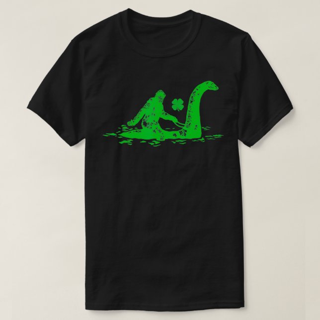Shamrock Riding The Loch Ness Monster Tee TShirt (Design Front)