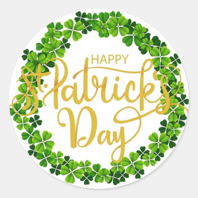 Shamrock Ring - Happy St. Patrick's Day Classic Round Sticker (Front)