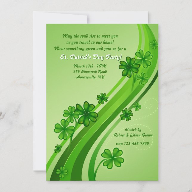 Shamrock Road St. Patrick's Day Party Invitation (Front)