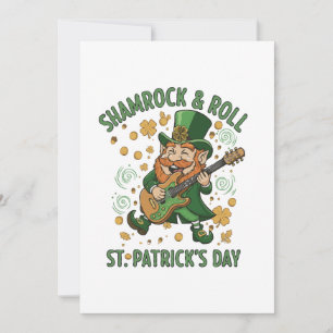  Shamrock & Roll Leprechaun   Funny St. Patrick's  Holiday Card