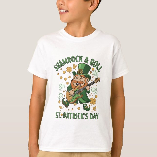  Shamrock & Roll Leprechaun | Funny St. Patrick's  T-Shirt (Front)