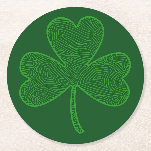 Shamrock Round Paper Coaster (Front)