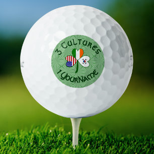 Shamrock S. Korea Ireland USA Flags Personalised  Golf Balls