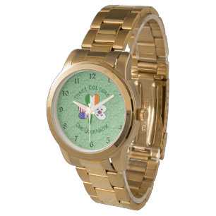 Shamrock S. Korea Ireland USA Flags Personalised Watch