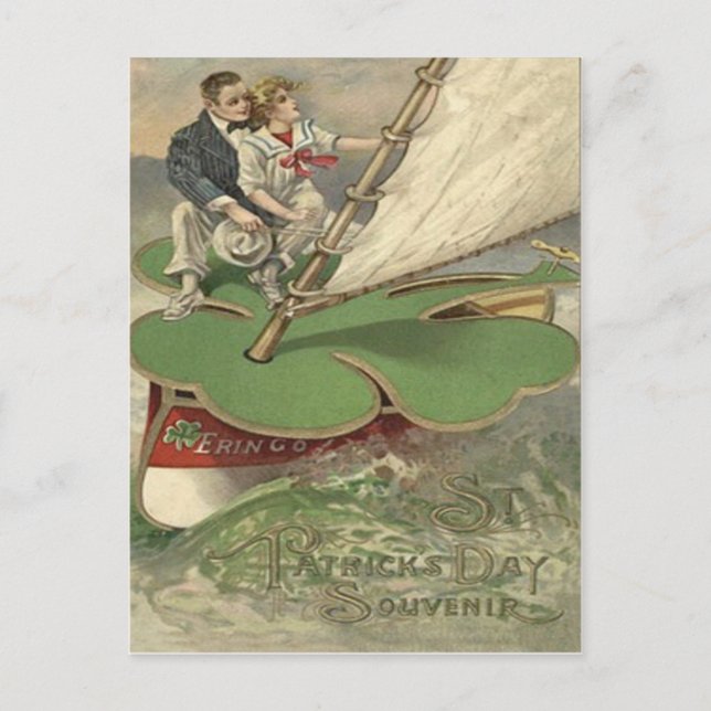 Shamrock Sailboat Couple Sailing Postcard (Front)