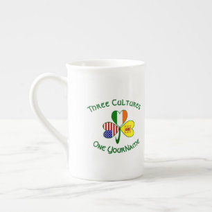 Shamrock Scot Lion Ireland USA Flags Personalised  Bone China Mug