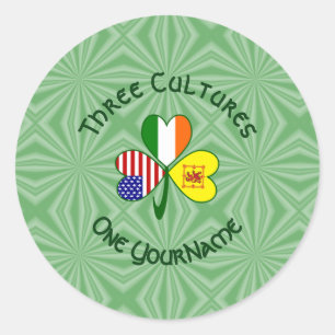 Shamrock Scot Lion Ireland USA Flags Personalised  Classic Round Sticker
