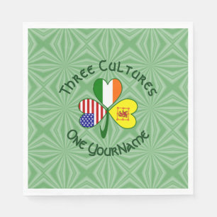 Shamrock Scot Lion Ireland USA Flags Personalised  Napkin