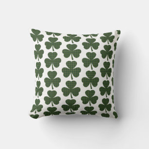 Shamrock Shape Plaid Dark Green Cushion