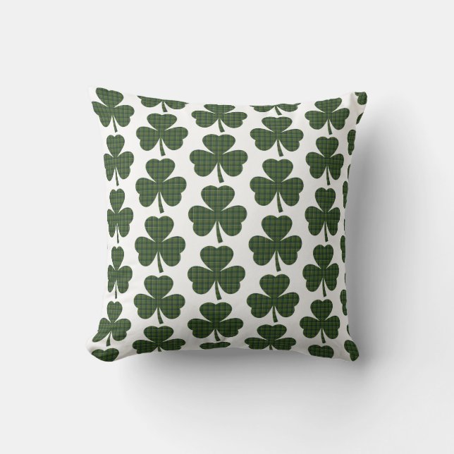 Shamrock Shape Plaid Dark Green Cushion (Front)